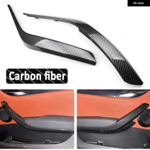 BMW 車インナードアパネルハンドルカバー X1 E84 E83 2010-2016 自動 インテリア ドア アームレスト プルトリムカバー ベージュブラック - carbon fiber 2pcs