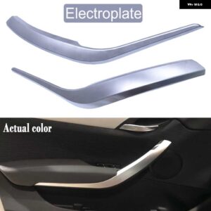 BMW 車インナードアパネルハンドルカバー X1 E84 E83 2010-2016 自動 インテリア ドア アームレスト プルトリムカバー ベージュブラック - electroplate-2PCS