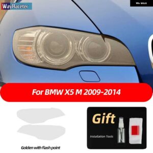 BMW 2個 ヘッドライト フィルム フロントライト クリアスモークブラック TPU ステッカー X5 E70 X5M M パフォーマンス 2007-2013 - X5 M golden point