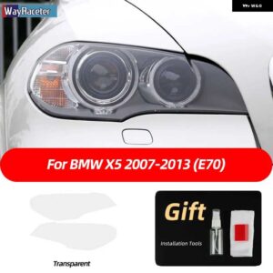 BMW 2個 ヘッドライト フィルム フロントライト クリアスモークブラック TPU ステッカー X5 E70 X5M M パフォーマンス 2007-2013 - X5 transparent