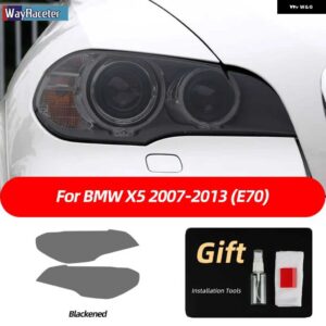 BMW 2個 ヘッドライト フィルム フロントライト クリアスモークブラック TPU ステッカー X5 E70 X5M M パフォーマンス 2007-2013 - X5 smoked black
