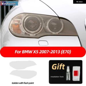 BMW 2個 ヘッドライト フィルム フロントライト クリアスモークブラック TPU ステッカー X5 E70 X5M M パフォーマンス 2007-2013 - X5 golden point