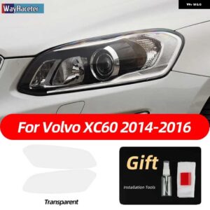 ボルボ 2個 スモークブラック TPU ステッカー クリア ヘッドライト フィルム XC40 XC60 XC90 S60 S90 V60 V90 2020 2021 2022 - xc60　14-17　t