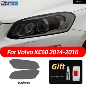ボルボ 2個 スモークブラック TPU ステッカー クリア ヘッドライト フィルム XC40 XC60 XC90 S60 S90 V60 V90 2020 2021 2022 - xc60　14-17　b