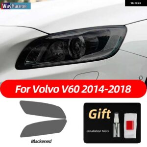 ボルボ 2個 スモークブラック TPU ステッカー クリア ヘッドライト フィルム XC40 XC60 XC90 S60 S90 V60 V90 2020 2021 2022 - v60　14-18　b