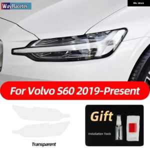 ボルボ 2個 スモークブラック TPU ステッカー クリア ヘッドライト フィルム XC40 XC60 XC90 S60 S90 V60 V90 2020 2021 2022 - s60　19-on　t