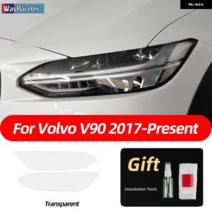 ボルボ 2個 スモークブラック TPU ステッカー クリア ヘッドライト フィルム XC40 XC60 XC90 S60 S90 V60 V90 2020 2021 2022 - v90　17-on　t