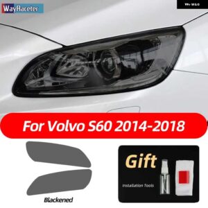 ボルボ 2個 スモークブラック TPU ステッカー クリア ヘッドライト フィルム XC40 XC60 XC90 S60 S90 V60 V90 2020 2021 2022 - s60　14-18　b