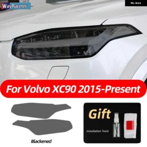 ボルボ 2個 スモークブラック TPU ステッカー クリア ヘッドライト フィルム XC40 XC60 XC90 S60 S90 V60 V90 2020 2021 2022 - xc90　blackened