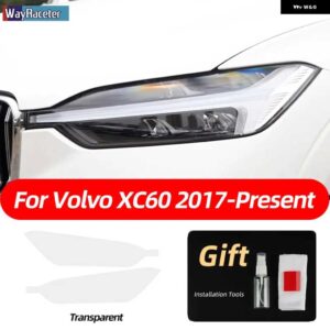 ボルボ 2個 スモークブラック TPU ステッカー クリア ヘッドライト フィルム XC40 XC60 XC90 S60 S90 V60 V90 2020 2021 2022 - xc60　transparent