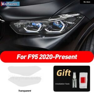 BMW 2個 ヘッドライト フィルム クリアスモークブラック TPU ステッカー X5 G05 M F95 2019-23 - for　f95　t