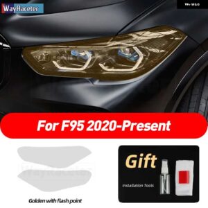 BMW 2個 ヘッドライト フィルム クリアスモークブラック TPU ステッカー X5 G05 M F95 2019-23 - for　f95　g