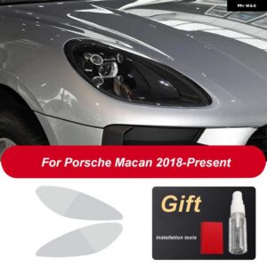 ポルシェ ヘッドライト フィルム ヘッドランプ クリア黒 TPU ステッカー カイエン 2019 パナメーラ 970 971 マカン - For Macan 18-on5
