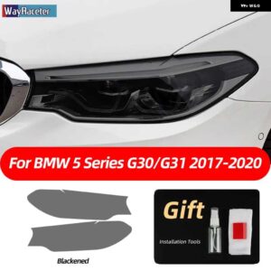 BMW 2個 ヘッドライト フィルム クリアスモークブラック TPU ステッカー F10 F11 F07 G31 G30 5シリーズ 2022 M パフォーマンス - g30　g31　17-20　s