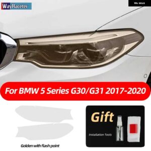 BMW 2個 ヘッドライト フィルム クリアスモークブラック TPU ステッカー F10 F11 F07 G31 G30 5シリーズ 2022 M パフォーマンス - g30　g31　17-20　g