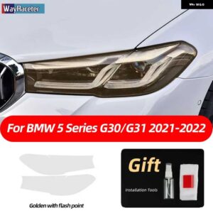BMW 2個 ヘッドライト フィルム クリアスモークブラック TPU ステッカー F10 F11 F07 G31 G30 5シリーズ 2022 M パフォーマンス - g30　g31　21-22　g