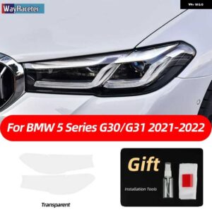 BMW 2個 ヘッドライト フィルム クリアスモークブラック TPU ステッカー F10 F11 F07 G31 G30 5シリーズ 2022 M パフォーマンス - g30　g31　21-22　t