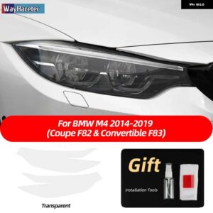 BMW 2個 ヘッドライト フィルム フロントライト クリアスモークブラック TPU ステッカー M4 F82 F83 4シリーズ F32 F33 F36 - F82 F83 T