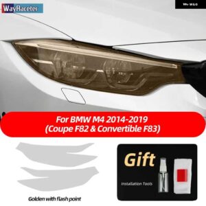 BMW 2個 ヘッドライト フィルム フロントライト クリアスモークブラック TPU ステッカー M4 F82 F83 4シリーズ F32 F33 F36 - F82 F83 G