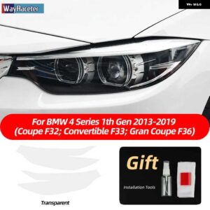 BMW 2個 ヘッドライト フィルム フロントライト クリアスモークブラック TPU ステッカー M4 F82 F83 4シリーズ F32 F33 F36 - F32 33 36 T
