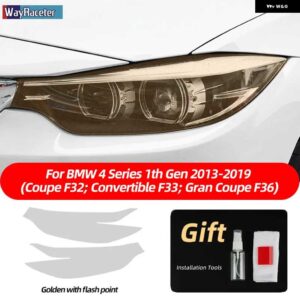 BMW 2個 ヘッドライト フィルム フロントライト クリアスモークブラック TPU ステッカー M4 F82 F83 4シリーズ F32 F33 F36 - F32 33 36 G