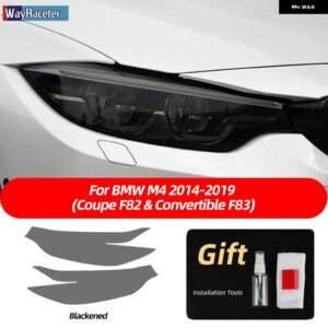 BMW 2個 ヘッドライト フィルム フロントライト クリアスモークブラック TPU ステッカー M4 F82 F83 4シリーズ F32 F33 F36 - F82 F83 B