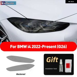 BMW 2個 ヘッドライト フィルム クリアスモークブラック TPU ステッカー I4 G26 2022 2023 M50 - smoked　black