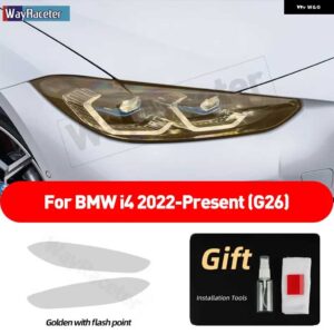 BMW 2個 ヘッドライト フィルム クリアスモークブラック TPU ステッカー I4 G26 2022 2023 M50 - golden　point