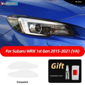 スバル 2個 ヘッドライト フィルム フロントライト クリアスモークブラック TPU ステッカー WRX VA 2015-2021 STI - Trransparent
