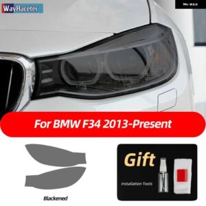 BMW 2個 ヘッドライト フィルム フロントライト クリアスモークブラック TPU ステッカー 3シリーズ F30 F31 F34 G20 G21 - f34　black