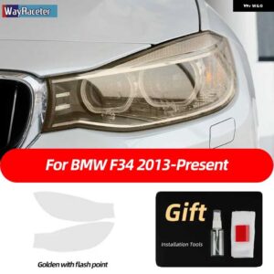 BMW 2個 ヘッドライト フィルム フロントライト クリアスモークブラック TPU ステッカー 3シリーズ F30 F31 F34 G20 G21 - f343