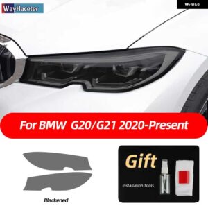 BMW 2個 ヘッドライト フィルム フロントライト クリアスモークブラック TPU ステッカー 3シリーズ F30 F31 F34 G20 G21 - g20　g21　black
