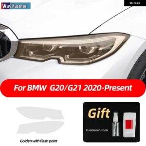 BMW 2個 ヘッドライト フィルム フロントライト クリアスモークブラック TPU ステッカー 3シリーズ F30 F31 F34 G20 G21 - g20　g214