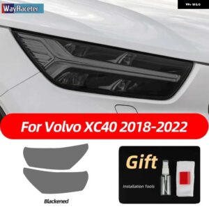 ボルボ 2個 ヘッドライト フィルム フロントライト クリアスモークブラック TPU ステッカー XC40 2022 2021 2018-ON - smoked　black