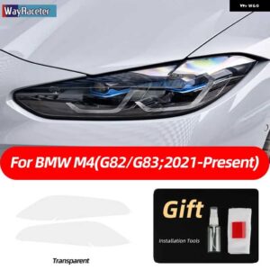 BMW 2個 M パフォーマンス ヘッドライト フィルム フロントライト クリアスモークブラック TPU ステッカー M4 G82 G83 2021 2022 - transparent