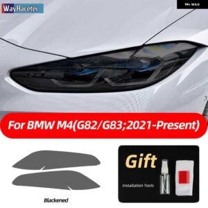 BMW 2個 M パフォーマンス ヘッドライト フィルム フロントライト クリアスモークブラック TPU ステッカー M4 G82 G83 2021 2022 - smoked　black