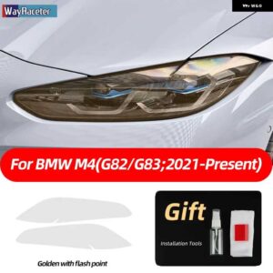 BMW 2個 M パフォーマンス ヘッドライト フィルム フロントライト クリアスモークブラック TPU ステッカー M4 G82 G83 2021 2022 - golden　point