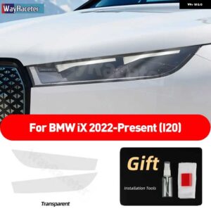 BMW 2個 ヘッドライト フィルム クリアスモークブラック TPU ステッカー IX 2022 2023 I20 M60 - transparent