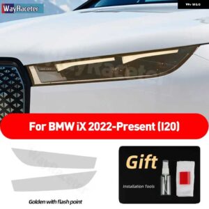 BMW 2個 ヘッドライト フィルム クリアスモークブラック TPU ステッカー IX 2022 2023 I20 M60 - golden　point