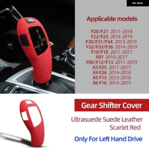 BMW ウルトラスエードスエードラッピングギアシフトノブ ABS トリムカバー 装飾 F20 F22 F30 F34 F32 F36 F10 F07 F06 F25 F26 F15 F16 - Scarlet Red