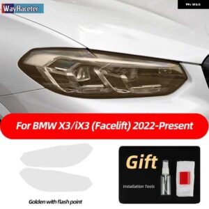 BMW 2個 ヘッドライト フィルム フロントライト クリアスモークブラック TPU ステッカー X3 G01 IX3 G08 フェイスリフト 2022 2023 - Golden point