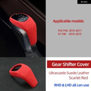 BMW ウルトラスエード トップ スエード ラップ ギア シフト ノブ トリム カバー X1 F48 2016-2019 2シリーズ アクティブ ツアラー F45 F46 2014-2017 - Scarlet Red