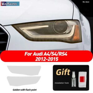 アウディ 2個 ヘッドライト フィルム クリアスモークブラック TPU ステッカー A4 B8 フェイスリフト 2012-15 S4 RS4 8K - Golden point