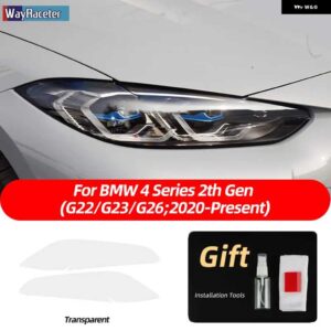 BMW 2個 M パフォーマンス ヘッドライト フィルム クリアスモークブラック TPU ステッカー 4シリーズ G22 G23 G26 2021 2022 - transparent