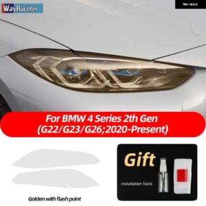 BMW 2個 M パフォーマンス ヘッドライト フィルム クリアスモークブラック TPU ステッカー 4シリーズ G22 G23 G26 2021 2022 - golden　point