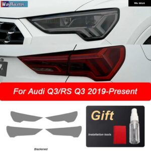 アウディ ヘッドライト フィルム ヘッドランプ テールライト クリア黒 TPU ステッカー Q3 F3 RSQ3 スポーツバック 2019-ON - The whole set B