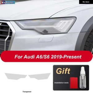 アウディ ヘッドライト フィルム ヘッドランプ テールライト クリア黒 TPU ステッカー A6 S6 C8 2019 2020 - Headlight T
