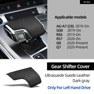 アウディ スエードレザーギアシフトノブ トリムカバー プロテクター 装飾 A6 A7 C8 Q8 SQ8 S8 Q7 RS7 2020 RS6 - Dark Gray