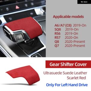 アウディ スエードレザーギアシフトノブ トリムカバー プロテクター 装飾 A6 A7 C8 Q8 SQ8 S8 Q7 RS7 2020 RS6 - Scarlet Red