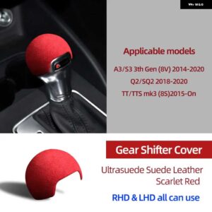 アウディ スエードラッピングギアシフトノブ ABS トリムカバー 装飾 A3 8V S3 Q2 SQ2 TT TTS MK3 8S - Scarlet Red